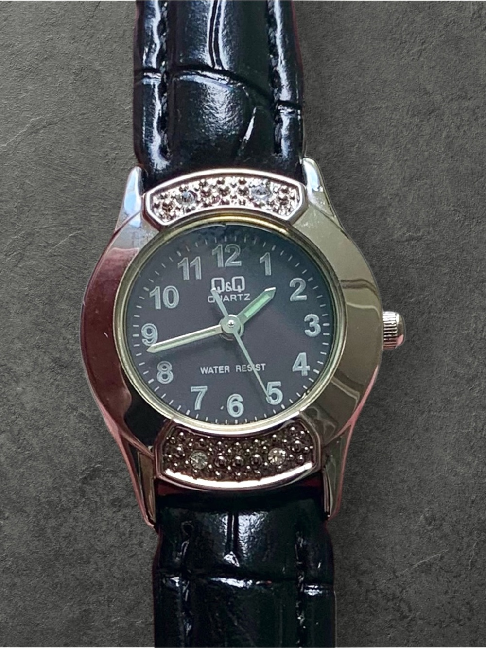 Vintage Q&Q by Citizens Women’s Watch, Black Leather